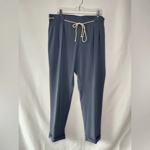 NY Collection - Blue Scuba Pants with Robe Belt - Size XL - Picture 1 of 6